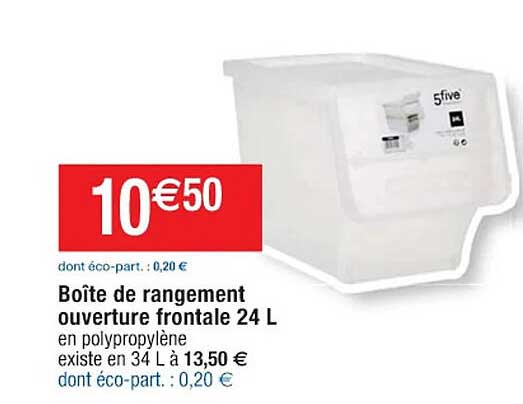boîte de rangement ouverture frontale 24l