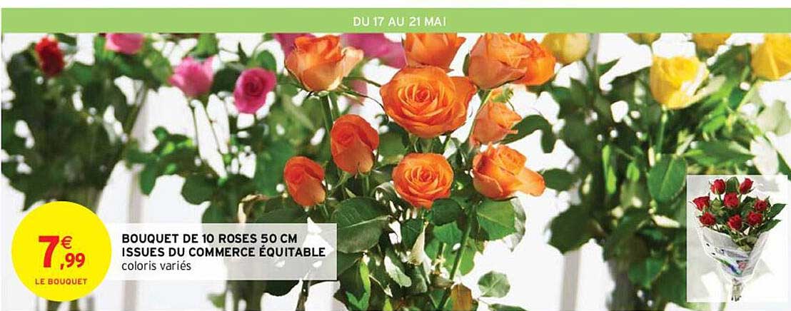 bouquet de 10 roses 50 cm issues du commerce équitable