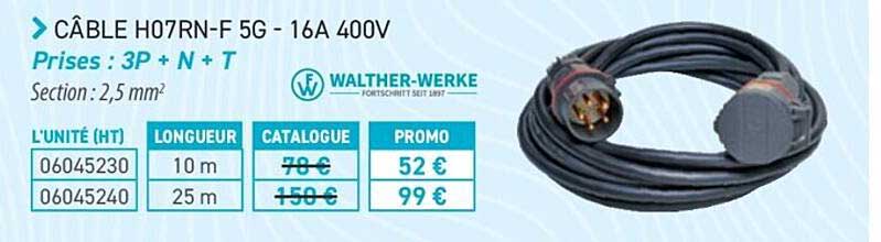 câble h07rn-f 5g - 16A 400v