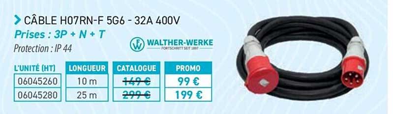 câble h07rn-f 5g6 - 32A 400 v