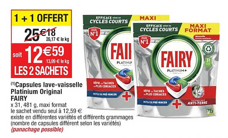 capsules lave-vaisselle platinium original fairy