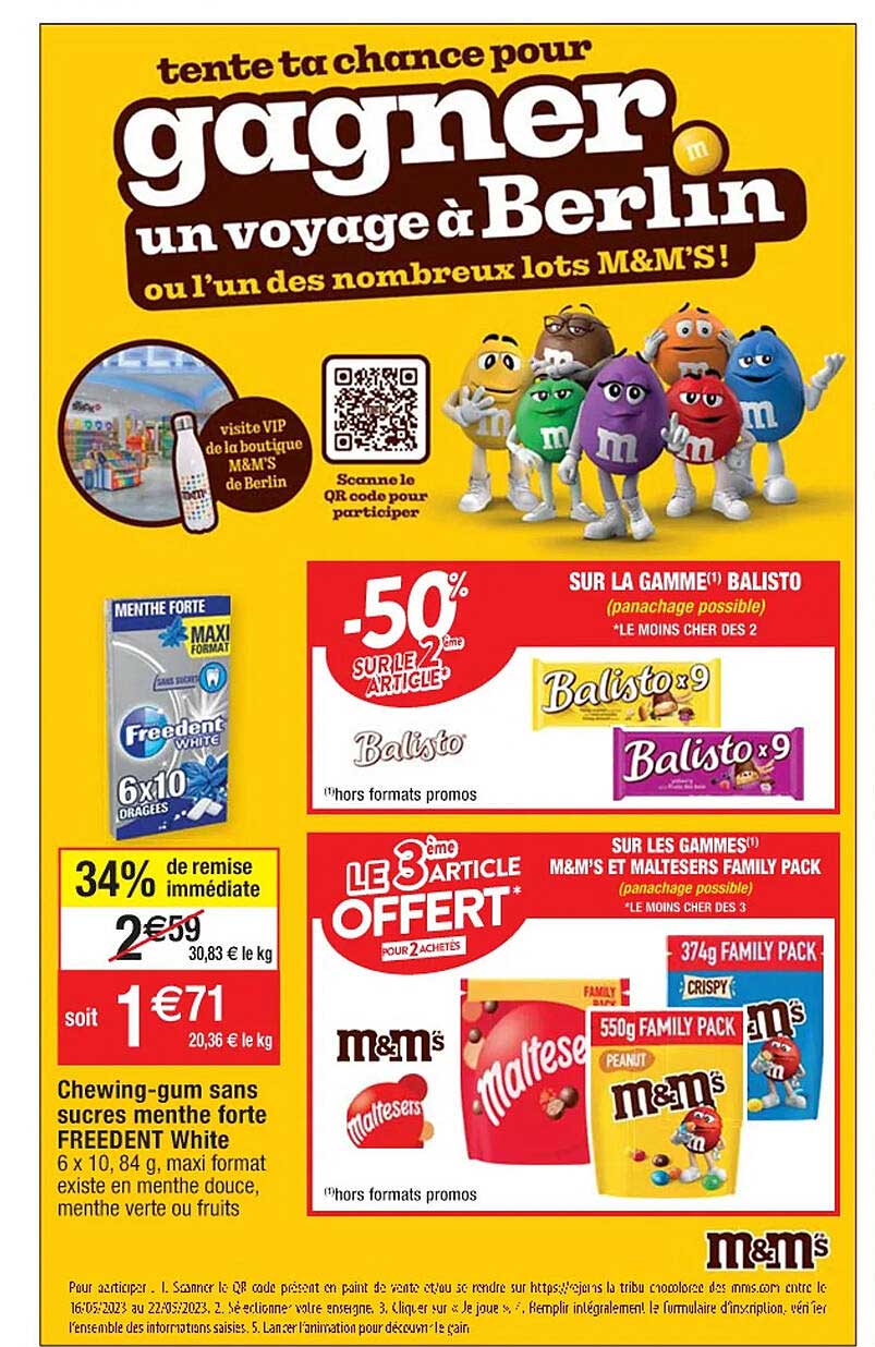 chewing-gum sans sucres menthe forte freedent white