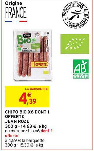 chipo bio x 6 dont 1 offerte jean rozé