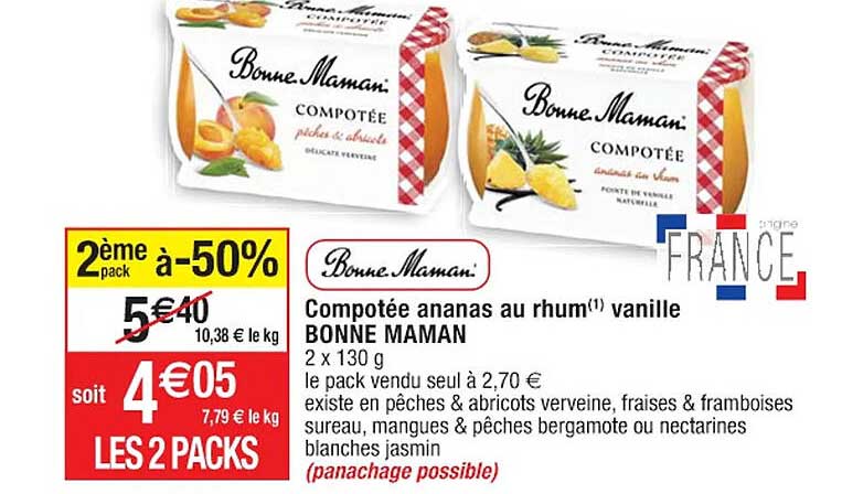 compotée ananas au rhum vanille bonne maman