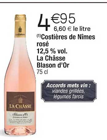 costières de nîmes rosé 12,5% vol. la châsse blason d'or