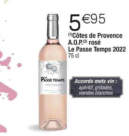 côtes de provence a.o.p. rosé le passe temps 2022
