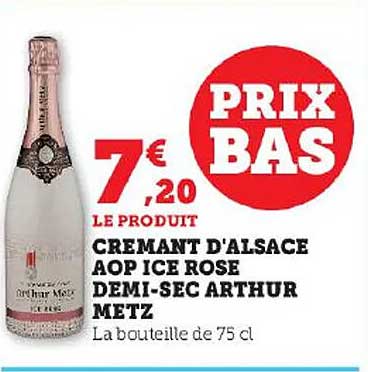crémant d'alsace aop ice rosé demi-sec arthur metz