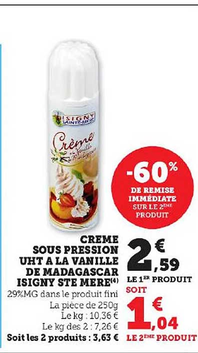 crème sous pression uht à la vanille de madagascar isigny ste mère