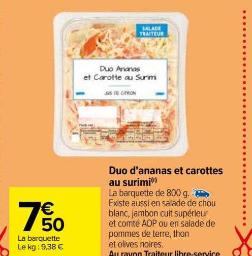 duo d'ananas et carottes au surimi