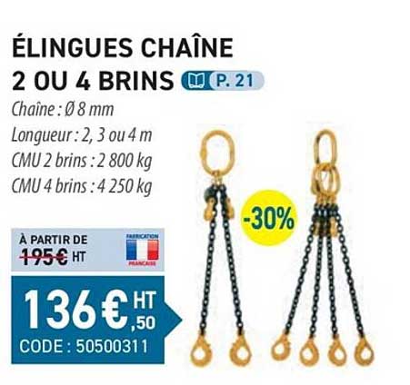 élingues chaîne 2 ou 4 brins