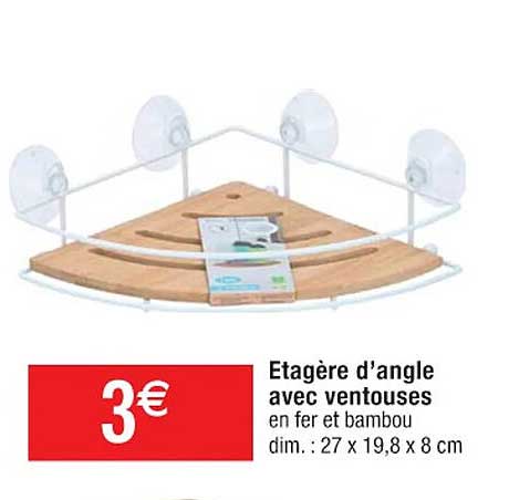 étagère d'angle avec ventouses