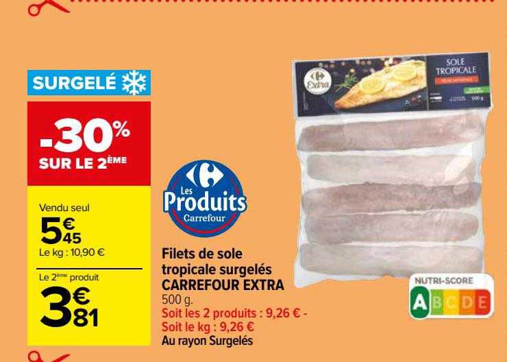 Filets De Sole Tropicale Surgelés Carrefour Extra