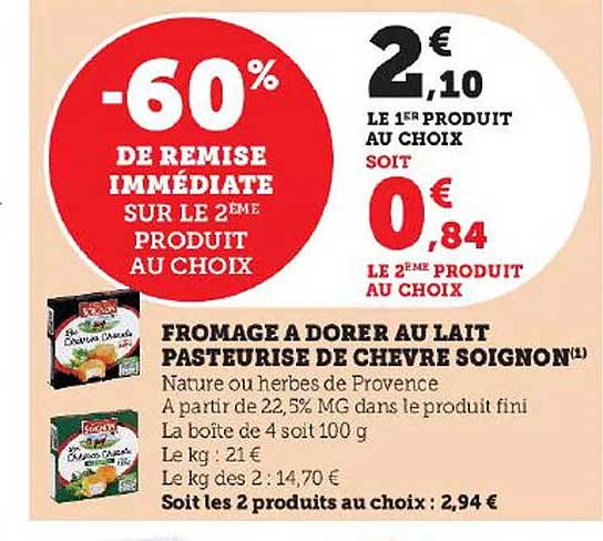 fromage à dorer au lait pasteurisé de chèvre soignon
