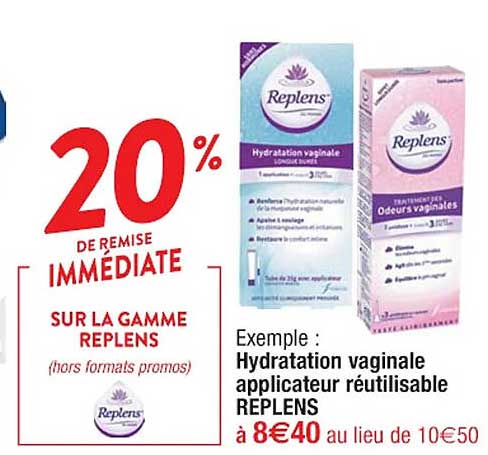 hydratation vaginale applicateur réutilisable replens