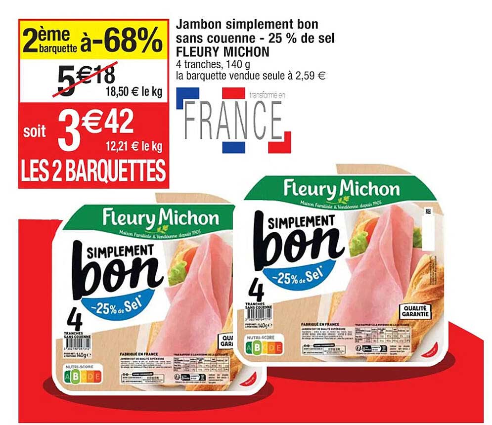 jambon simplement bon sans couenne -25% de sel fleury michon
