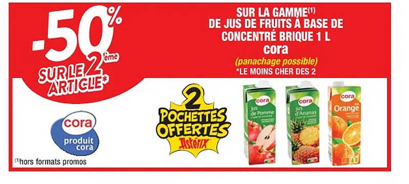 La Gamme De Jus De Fruits à Base De Concentré Brique 1l Cora