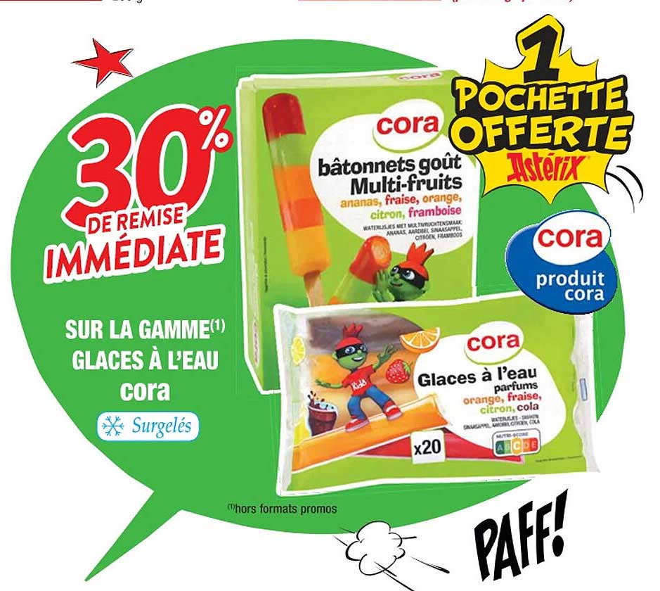 la gamme glaces à l'eau cora