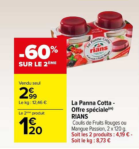 la panna cotta - offre spéciale rians