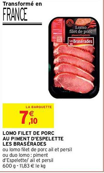 lomo filet de porc au piment d'espelette les brasérades