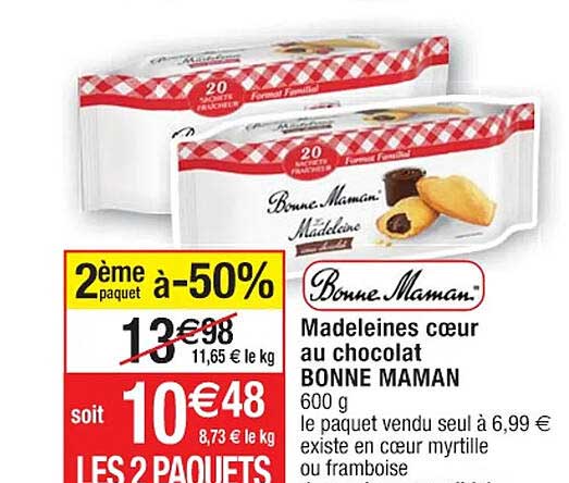 madeleines cœur au chocolat bonne maman
