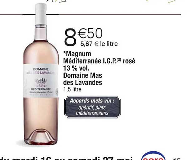 magnum méditerranée i.g.p. rosé 13% vol. domaine mas des lavandes