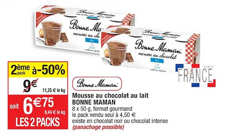 mousse au chocolat au lait bonne maman