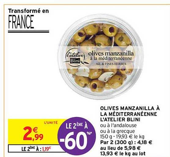 olives manzanilla à la méditerranéenne l'atelier blini