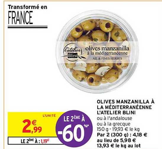 olives manzanilla à la méditerranéenne l'atelier blini