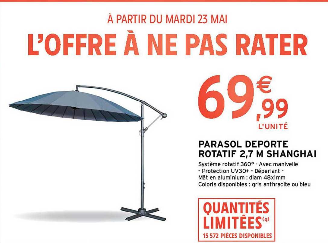 parasol déporté rotatif 2,7 m shanghai