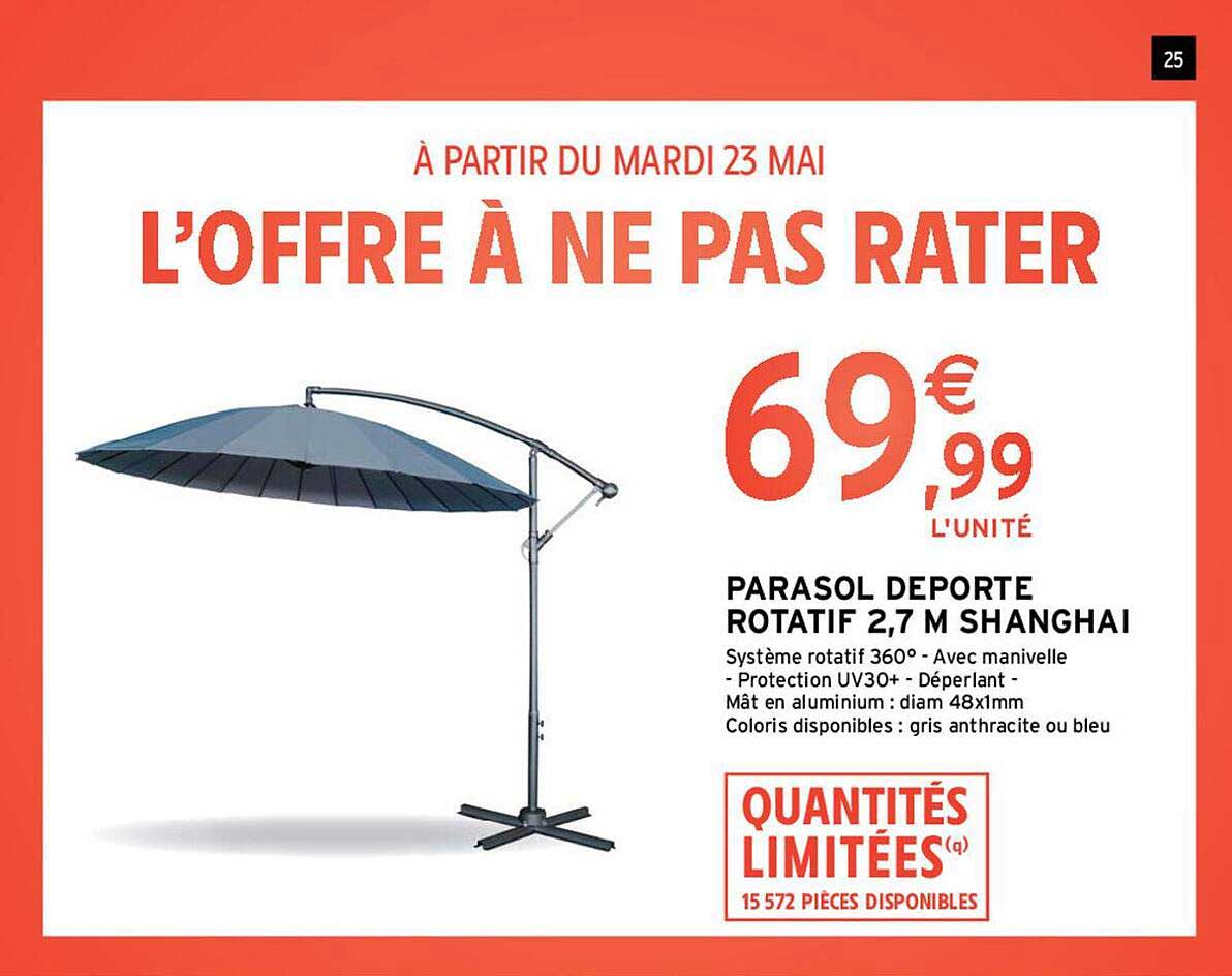 parasol déporté rotatif 2,7 m shanghai