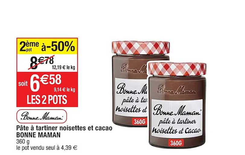 pâte à tartiner noisettes et cacao bonne maman