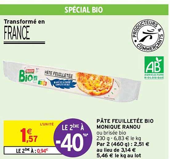 Pâte Feuilletée Bio Monique Ranou