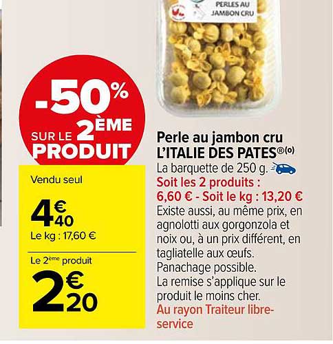 perle au jambon cru l'italie des pâtes