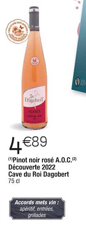 pinot noir rosé a.o.c. découverte 2022 cave du roi dagobert