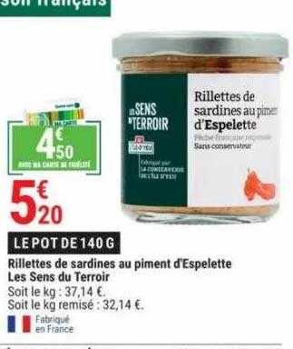 rillettes de sardines au piment d'espelette les sens du terroir