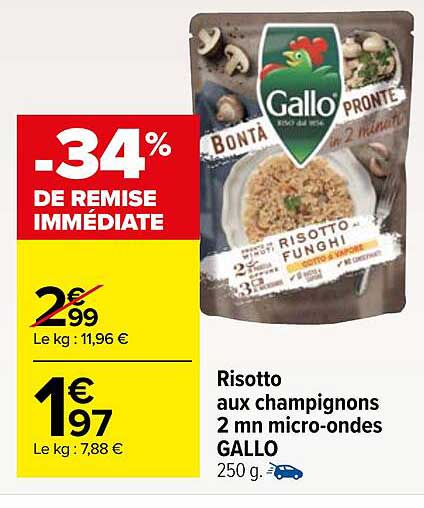 risotto aux champignons 2 mn micro-ondes gallo