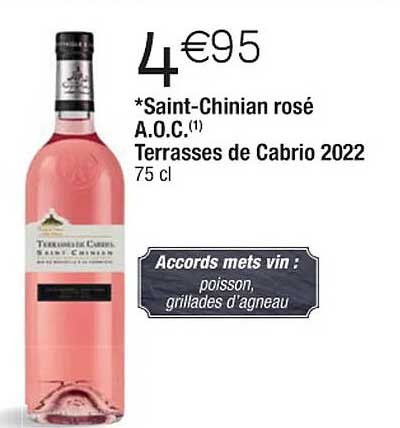 saint-chinian rosé a.o.c. terrasses de cabrio 2022