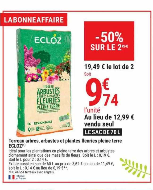 terreau arbres, arbustes et plantes fleuries pleine terre ecloz
