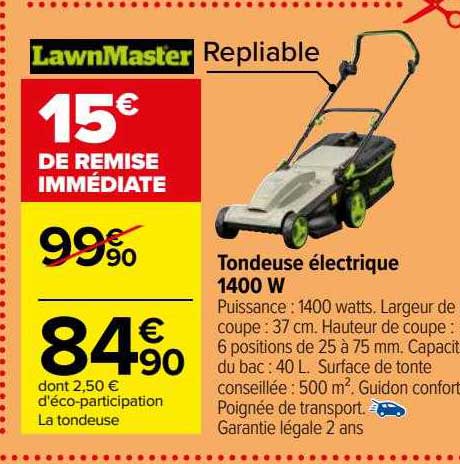 tondeuse électrique 1400w lawnmaster