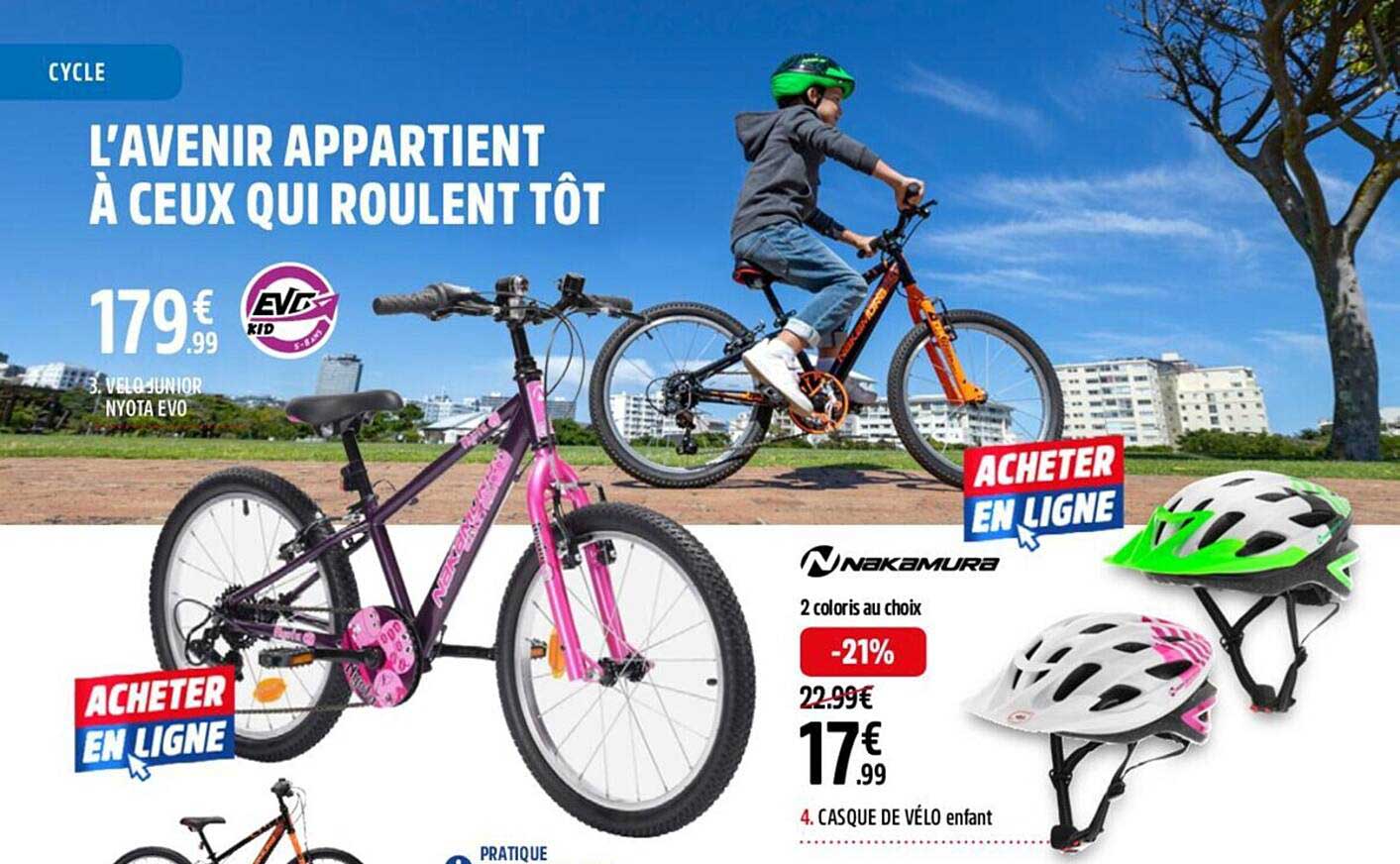 vélo junior nyota evo, casque de vélo enfant nakamura