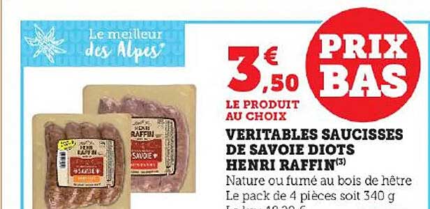 véritables saucisses de savoie diots henri raffin