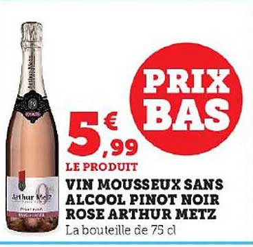 vin mousseux sans alcool pinot noir rosé  arthur metz