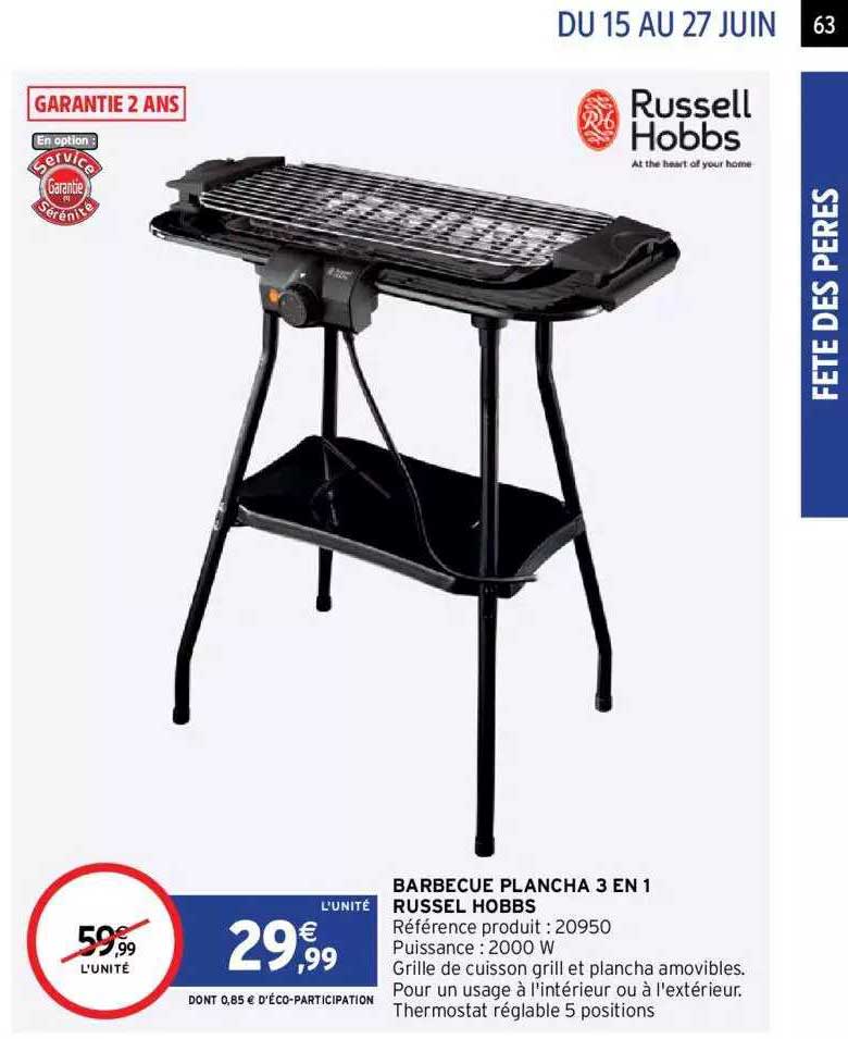 barbecue plancha 3 en 1 russel hobbs