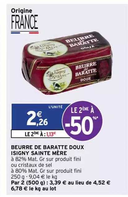 beurre de baratte doux isigny sainte mère