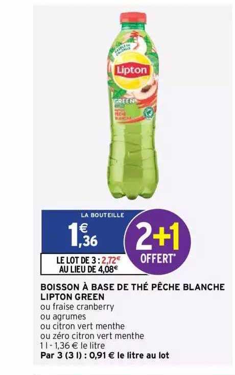 Boisson à Base De Thé Pêche Blanche Lipton Green
