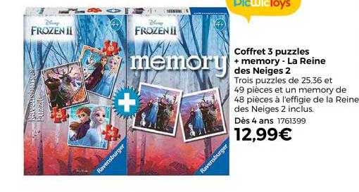 coffret 3 puzzles + memory - la reine des neiges 2