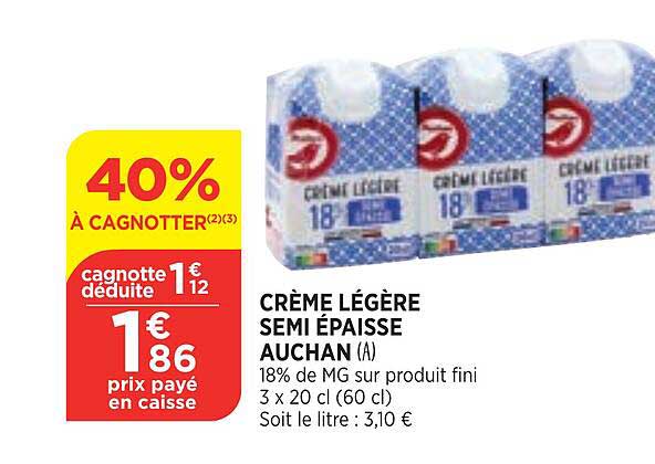 crème légère semi épaisse auchan