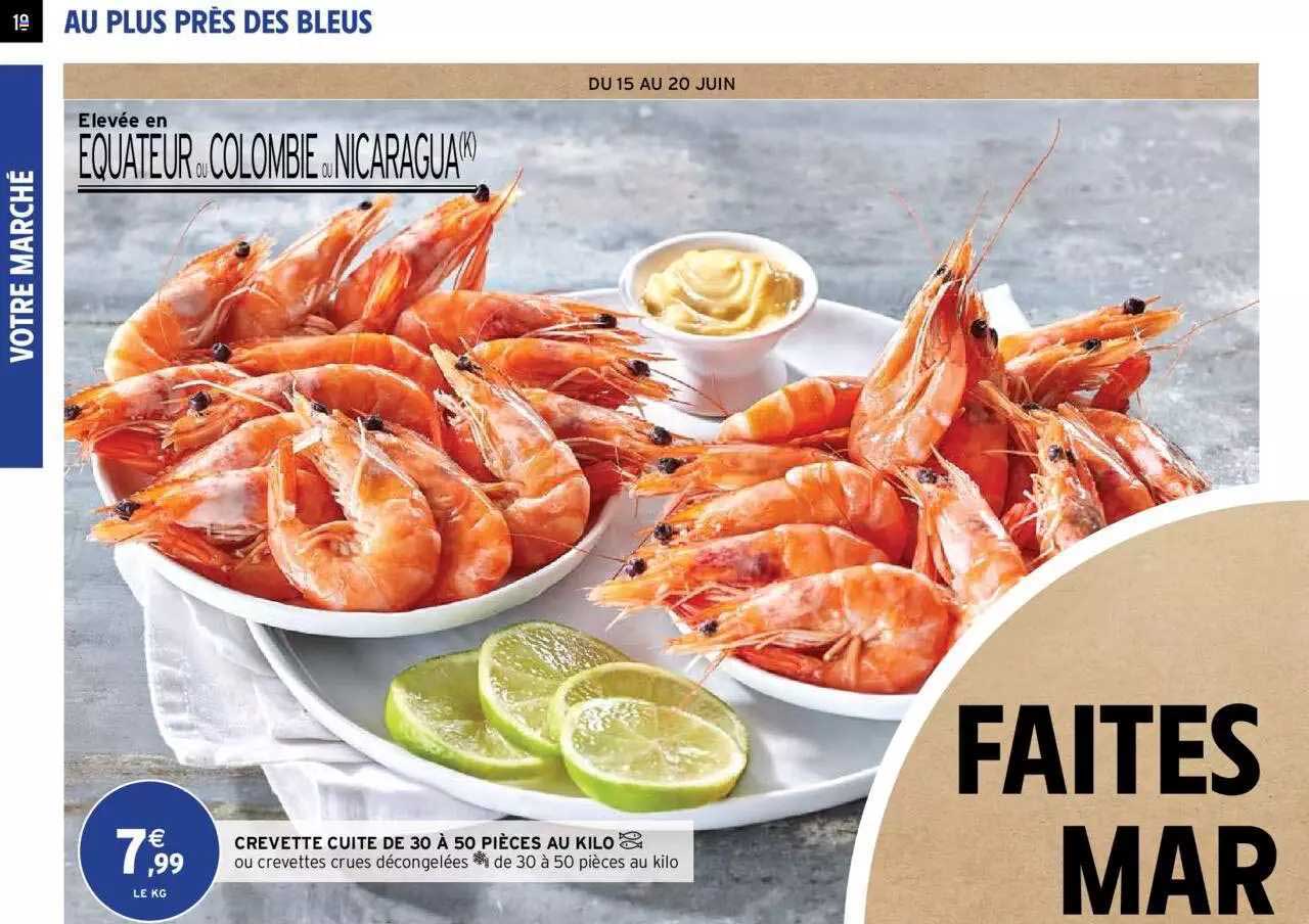 crevette cuite de 30 à 50 pièces au kilo