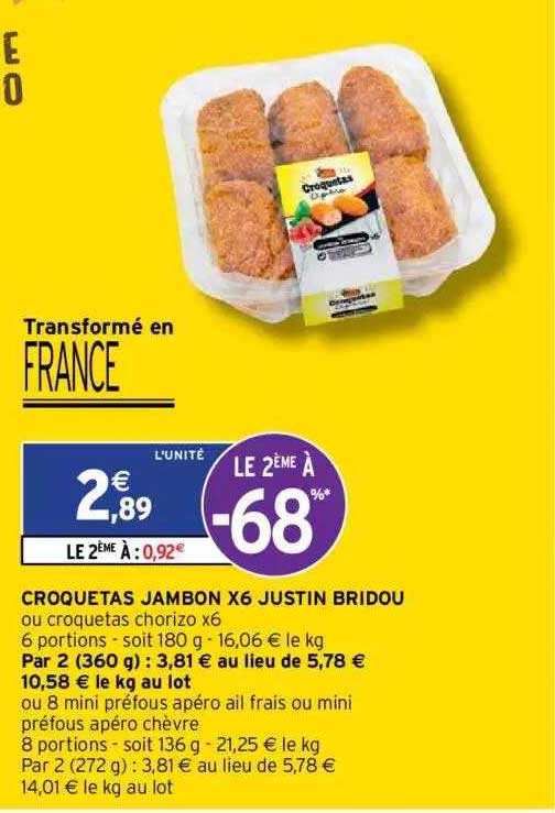 croquetas jambon x6 justin bridou