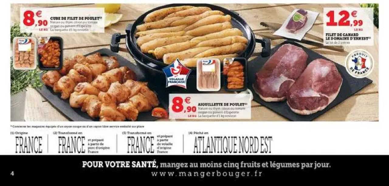 cube de filet de poulet, aiguillette de poulet, filet de canard le domaine d'ernest